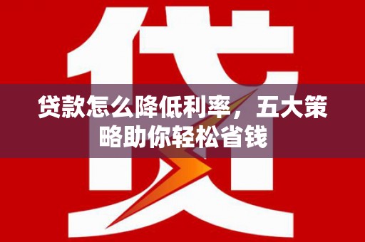 乳源贷款怎么降低利率，五大策略助你轻松省钱