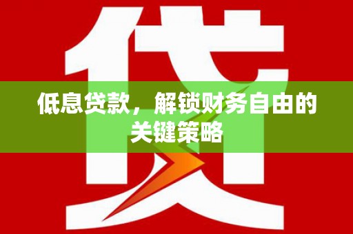 乳源低息贷款，解锁财务自由的关键策略