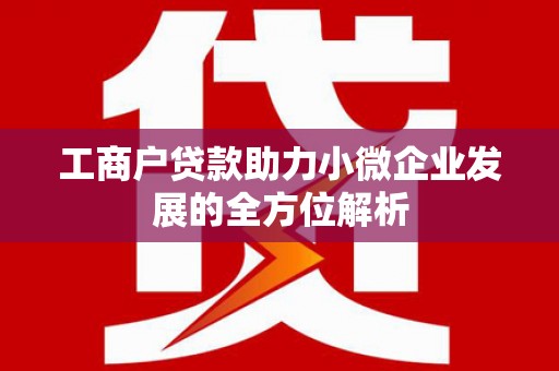 乳源工商户贷款助力小微企业发展的全方位解析