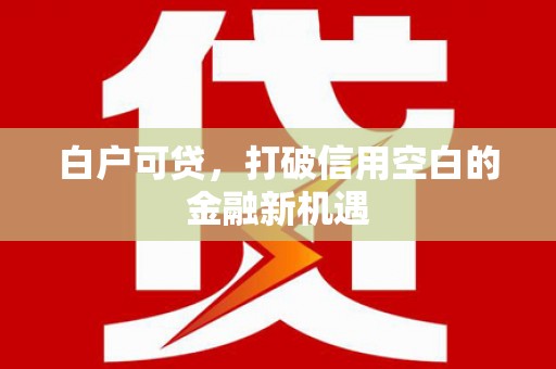 乳源白户可贷，打破信用空白的金融新机遇