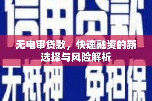 乳源无电审贷款，快速融资的新选择与风险解析