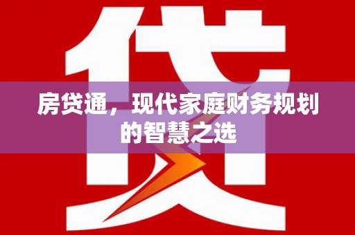乳源房贷通，现代家庭财务规划的智慧之选