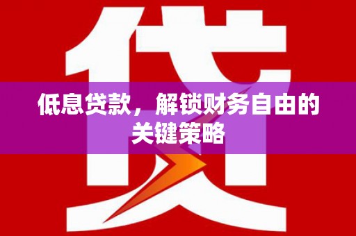 乳源低息贷款，解锁财务自由的关键策略
