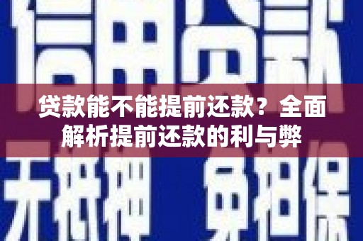乳源贷款能不能提前还款？全面解析提前还款的利与弊